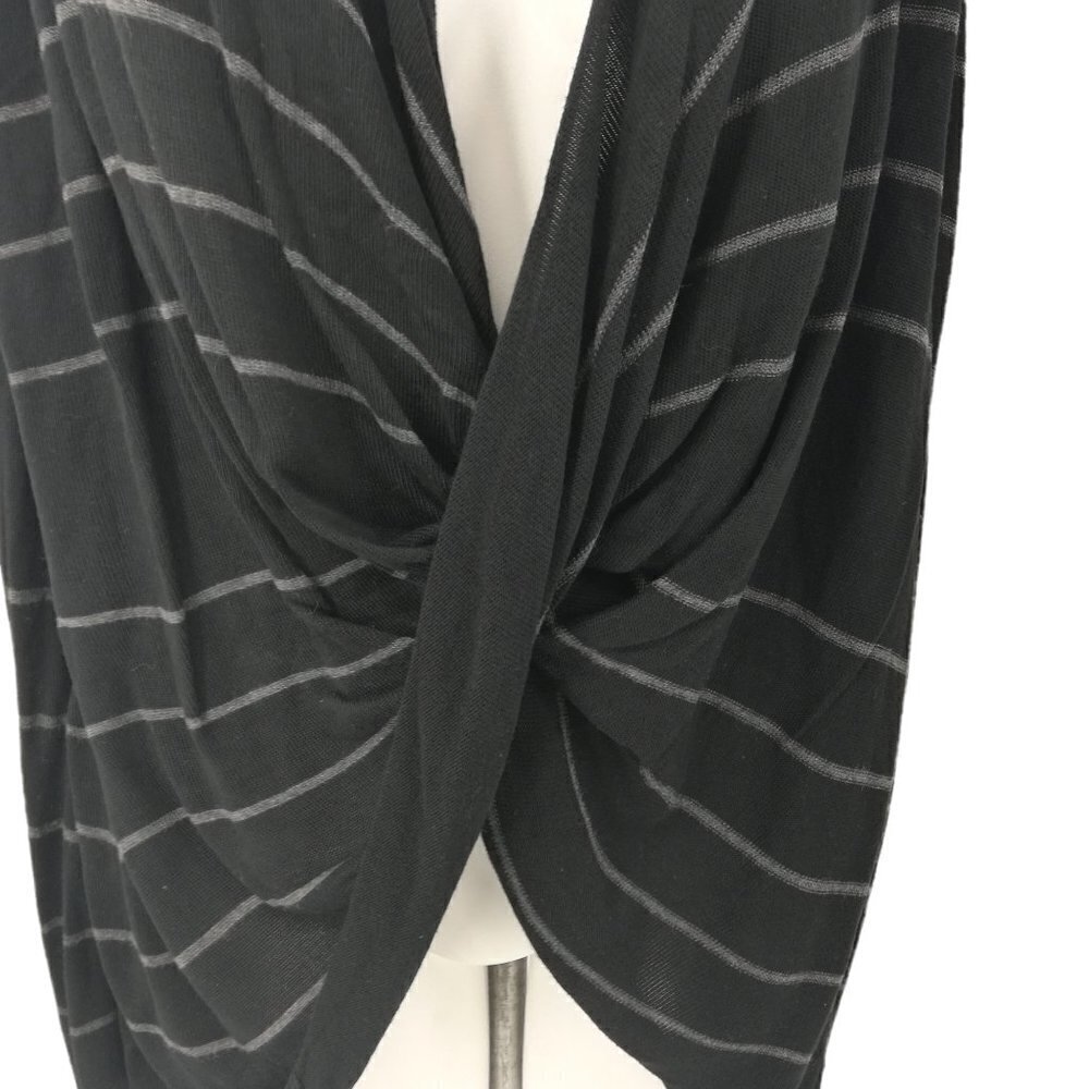 Coco and Carmen Twist Front Striped Sweater Size S/M Black Gray Long Sleeve - Picture 3 of 12